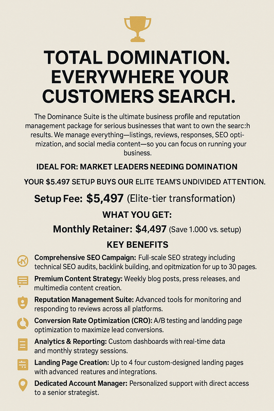 Dominance Suite – Get Found Pro™ Business Profile Management (All-in-One Power Package)